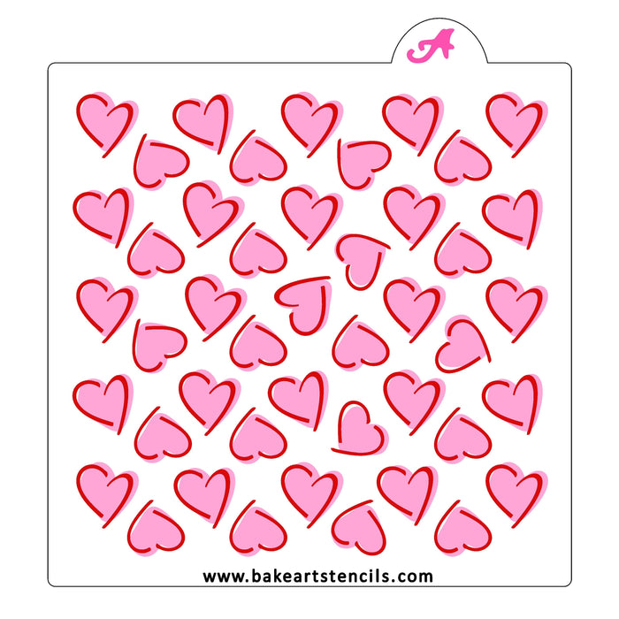 Highlighted Hearts Pattern Stencil Set bakeartstencil