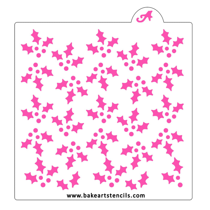 Holly Berry Pattern Stencil bakeartstencil
