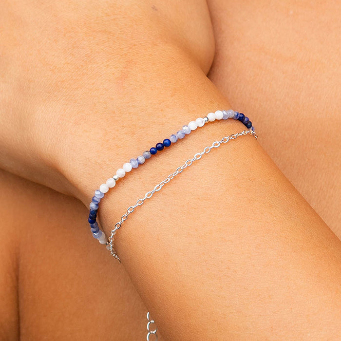 Intuition & Wisdom 2mm Layered Healing Bracelet, on wrist