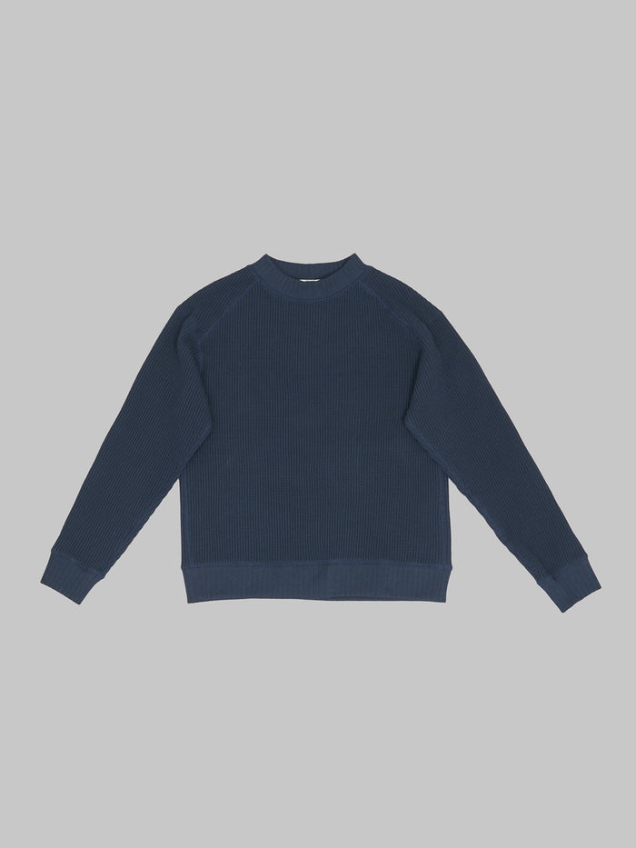 Jackman Waffle Midneck Sweater Dark Navy front view