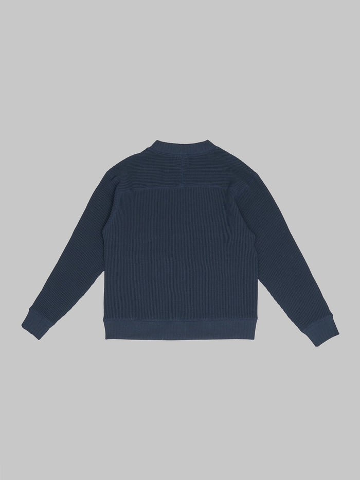 Jackman Waffle Midneck Sweater Dark Navy back view