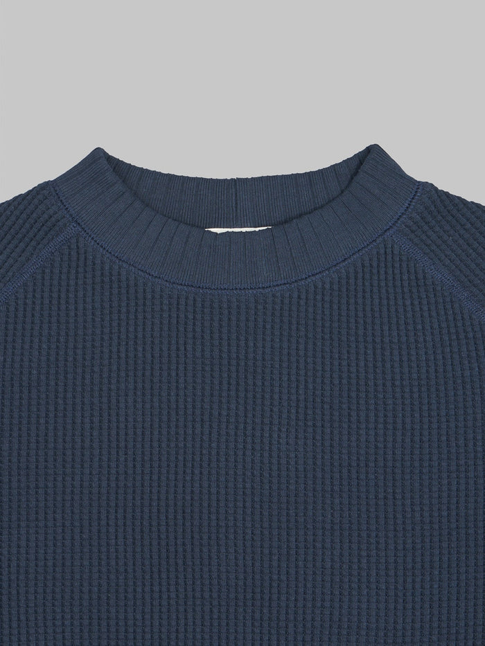 Jackman Waffle Midneck Sweater Dark Navy rib collar