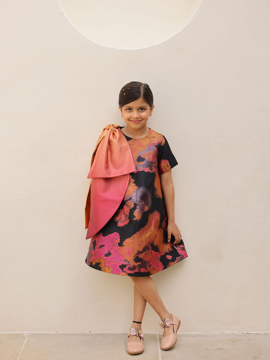 Janyas Closet Aaliyah Bowed Jacquard Party Dress