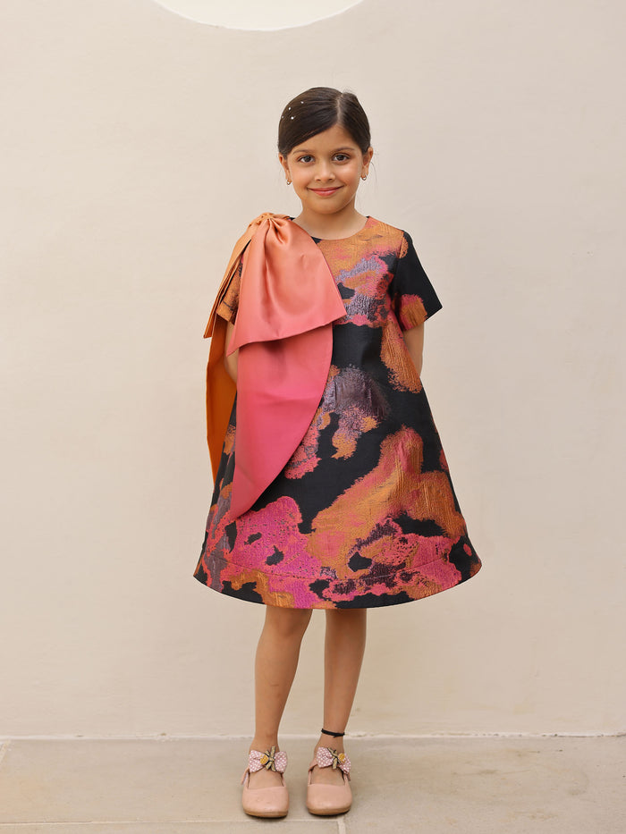 Janyas Closet Aaliyah Bowed Jacquard Party Dress
