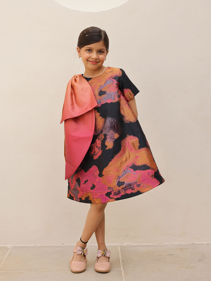 Janyas Closet Aaliyah Bowed Jacquard Party Dress