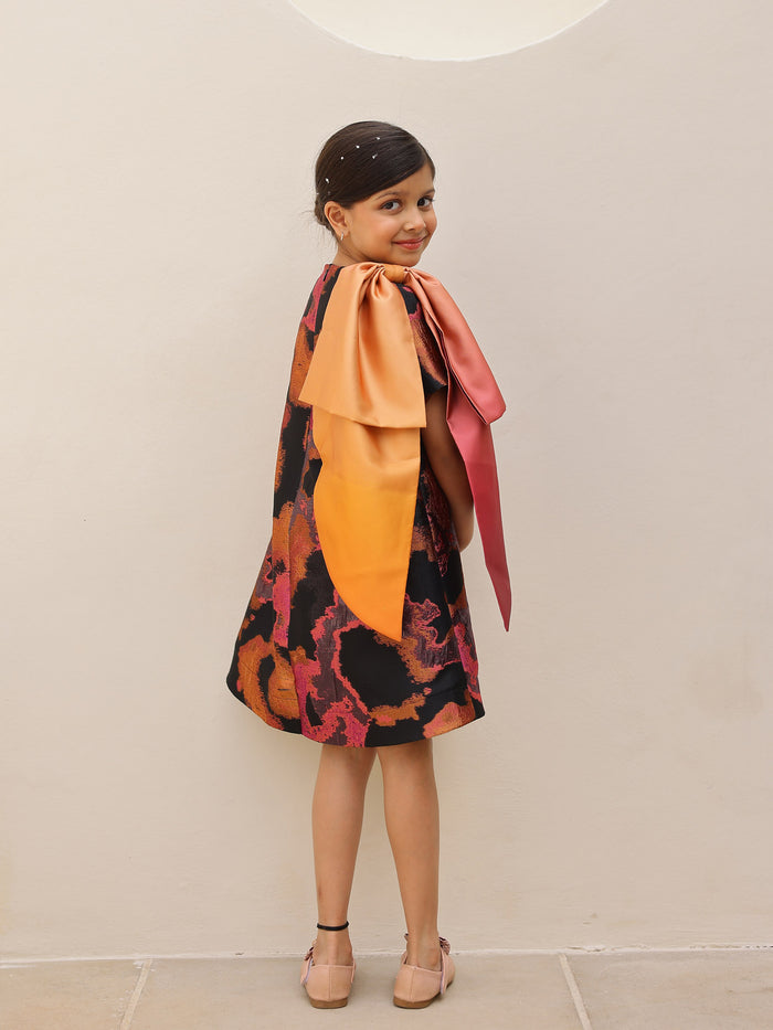 Janyas Closet Aaliyah Bowed Jacquard Party Dress