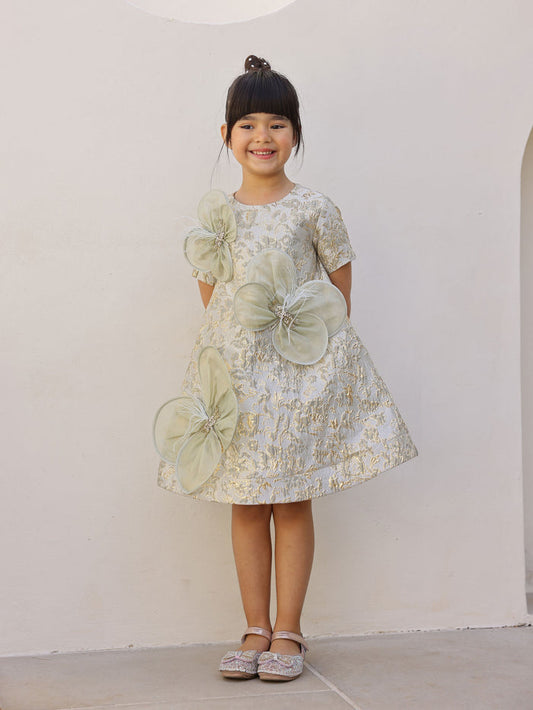 JANYAS CLOSET Elysia Butterfly Gold Jacquard Dress