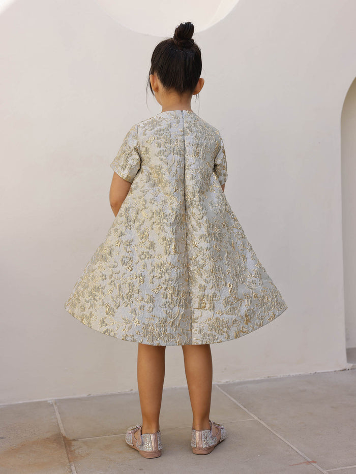 JANYAS CLOSET Elysia Butterfly Gold Jacquard Dress