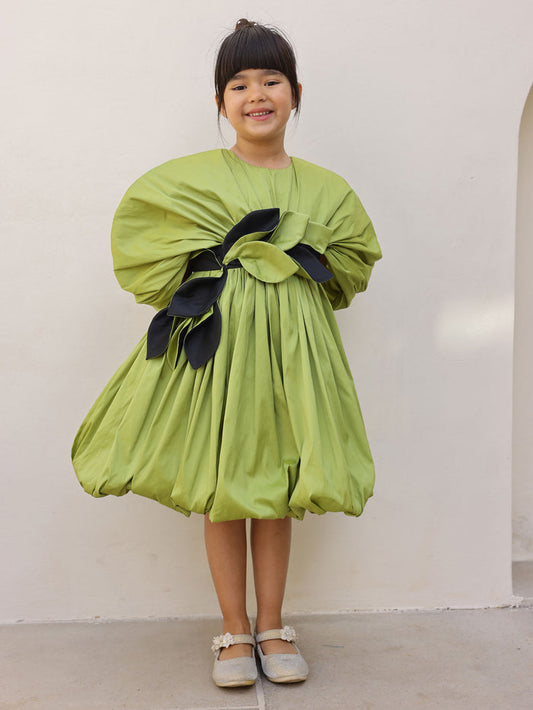 JANYAS CLOSET Green Jessica Drape Flower Girl Party Dress