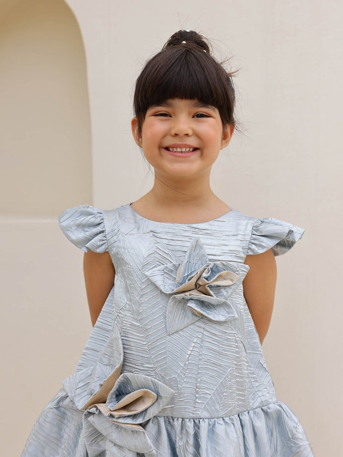 JANYAS CLOSET Luna Bloom Metallic Party Dress