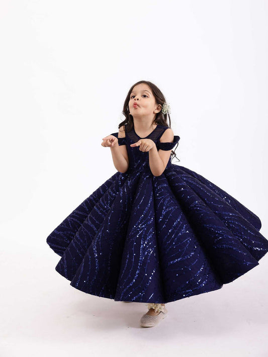 JANYAS CLOSET LUXE EMBROIDERED BLUE FLARED CANNES GOWN
