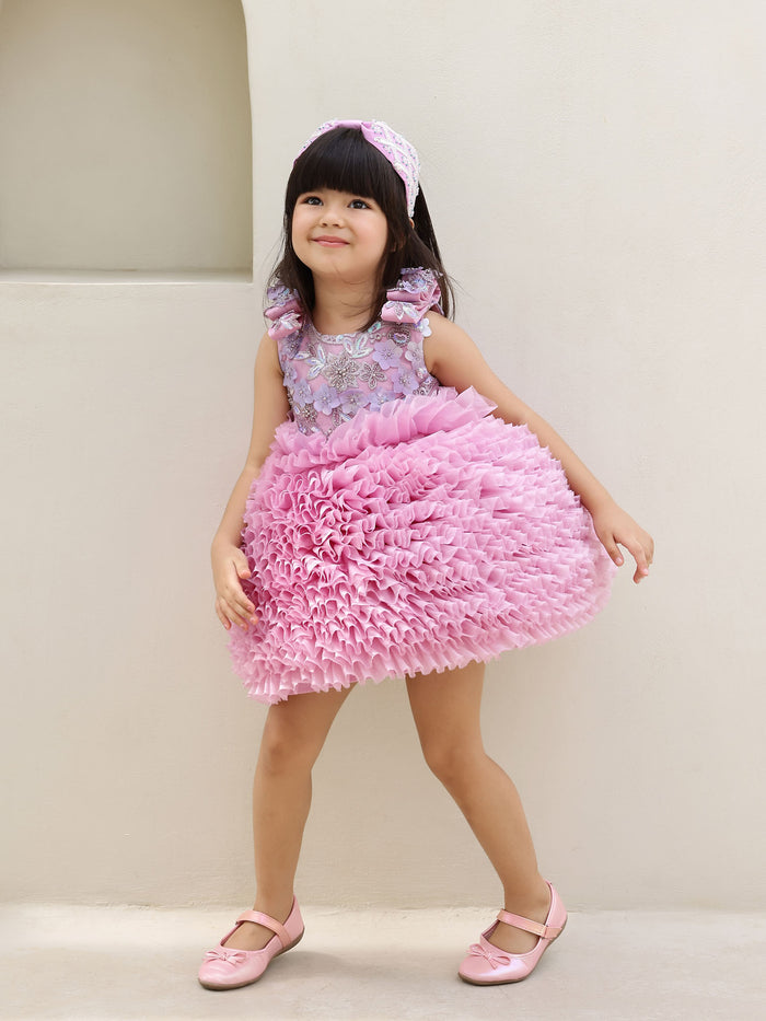 JANYAS CLOSET Mauve Magic Ruffle Barbie Dress