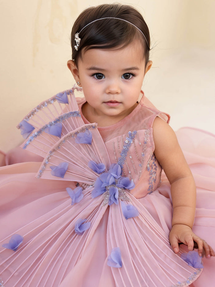 Flowy organza twirl gown for first birthday