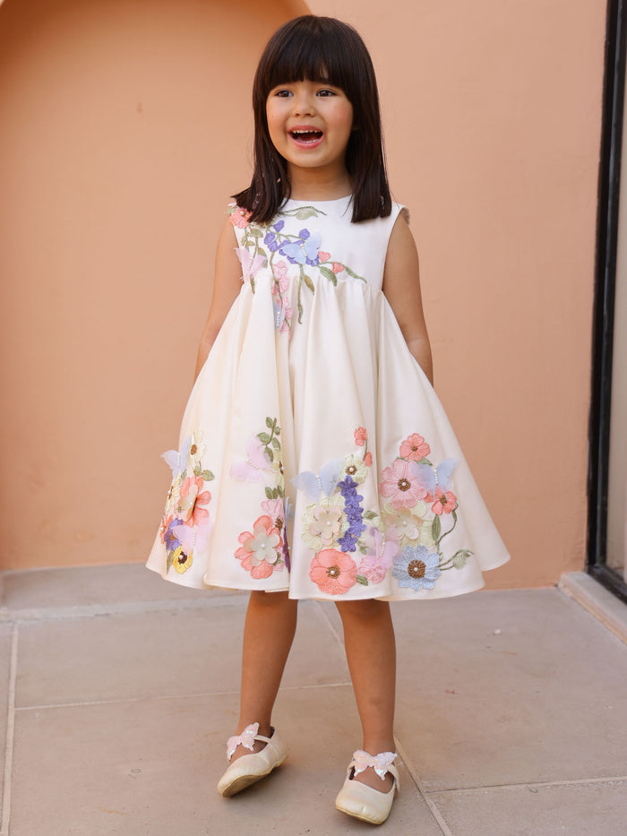 JANYAS CLOSET Off White Celestia's Moonlit Petals Dress