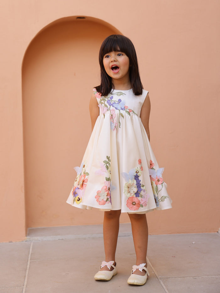 JANYAS CLOSET Off White Celestia's Moonlit Petals Dress