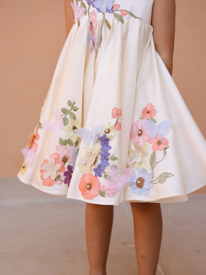 JANYAS CLOSET Off White Celestia's Moonlit Petals Dress