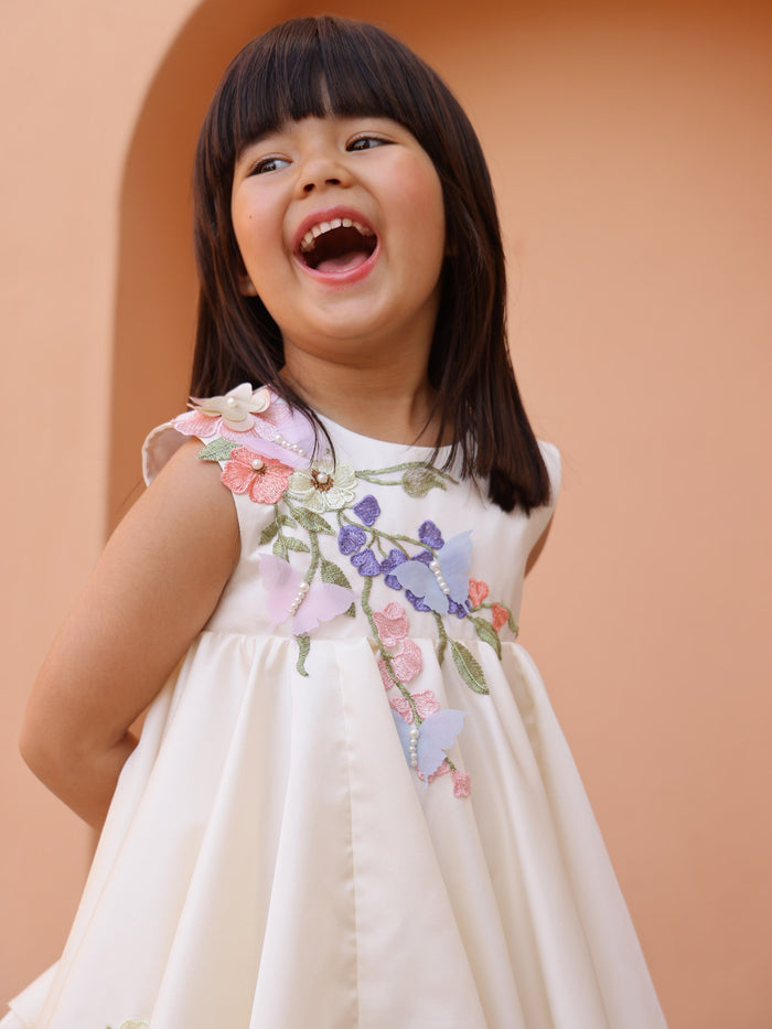 JANYAS CLOSET Off White Celestia's Moonlit Petals Dress