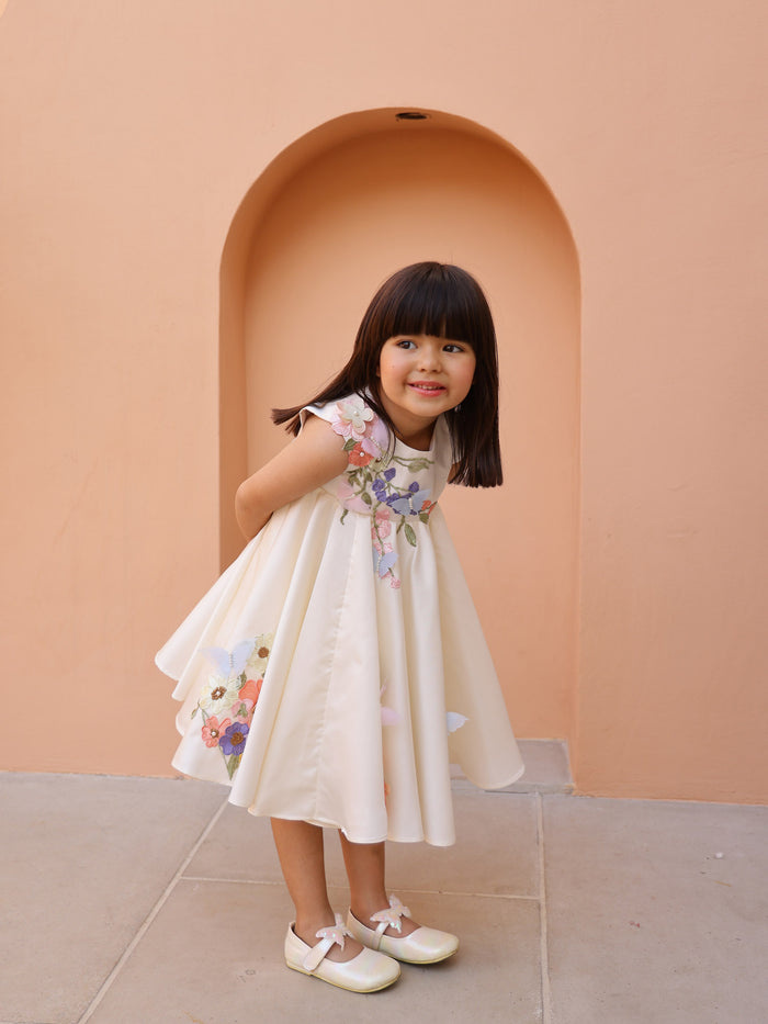 JANYAS CLOSET Off White Celestia's Moonlit Petals Dress
