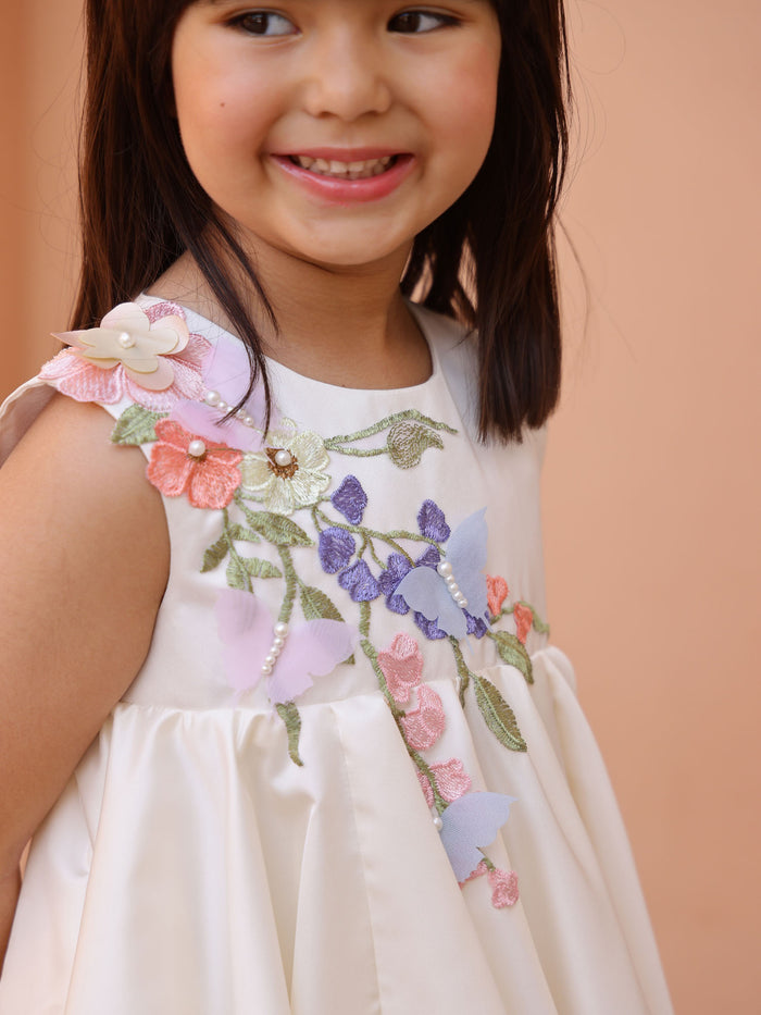 JANYAS CLOSET Off White Celestia's Moonlit Petals Dress