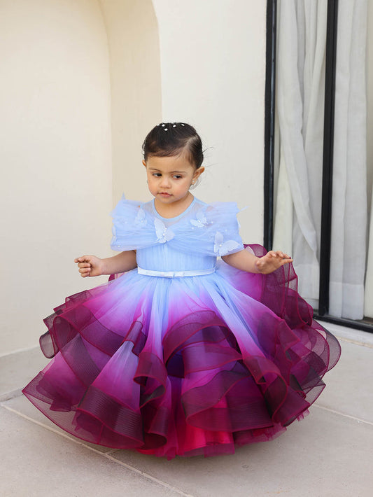 JANYAS CLOSET Princess Shaded Blue Gown With cape
