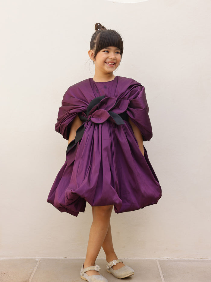 JANYAS CLOSET Purple Drape Flower Girl Party Dress