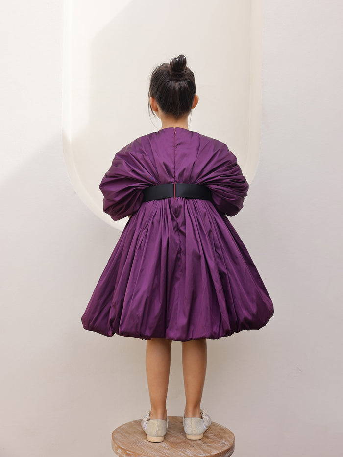 JANYAS CLOSET Purple Drape Flower Girl Party Dress