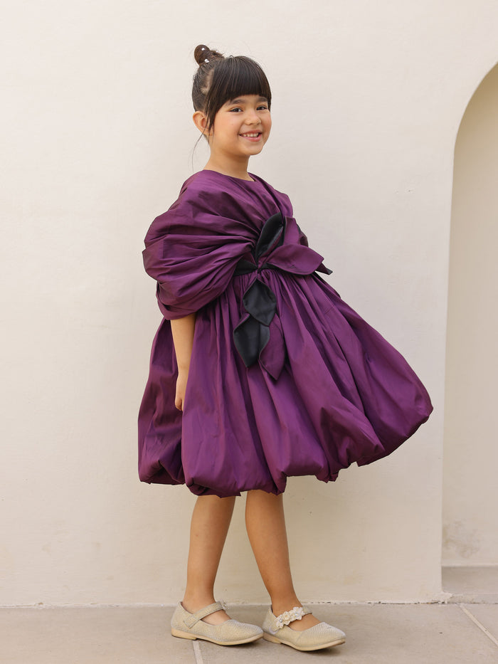 JANYAS CLOSET Purple Drape Flower Girl Party Dress
