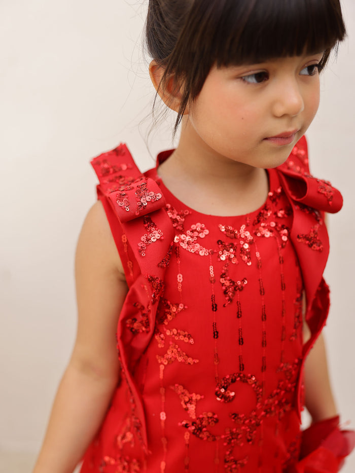 JANYAS CLOSET Red Rosabella Couture Party Dress