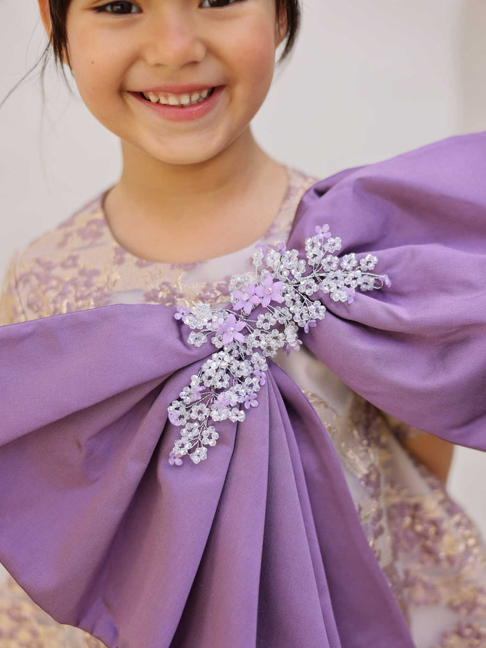 JANYAS CLOSET Royal Violet Bow Party Dress