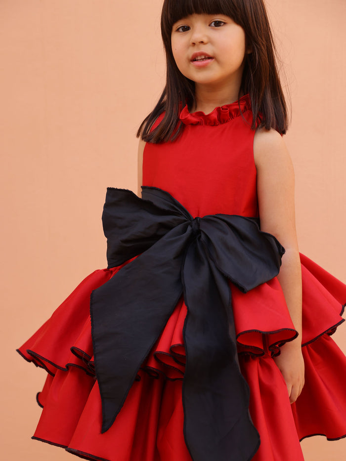 JANYAS CLOSET Scarlet Charm Tiered Ruffle Dress