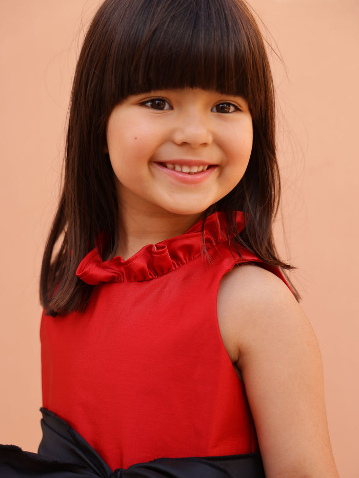 JANYAS CLOSET Scarlet Charm Tiered Ruffle Dress