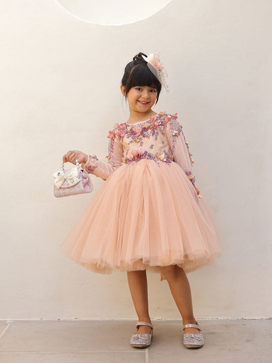 JANYAS CLOSET Seraphina Peach Couture Dress