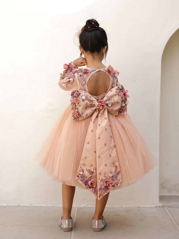 JANYAS CLOSET Seraphina Peach Couture Dress