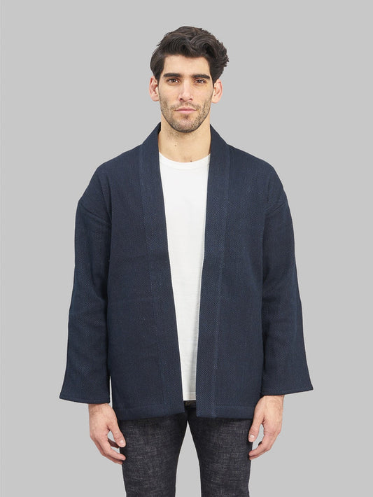 Japan Blue Indigo Sashiko Haori model front look