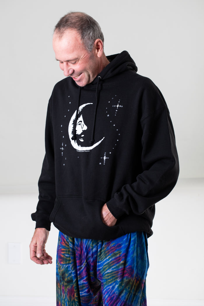 Ross is wearing a size L Jerry Moon Hoodie