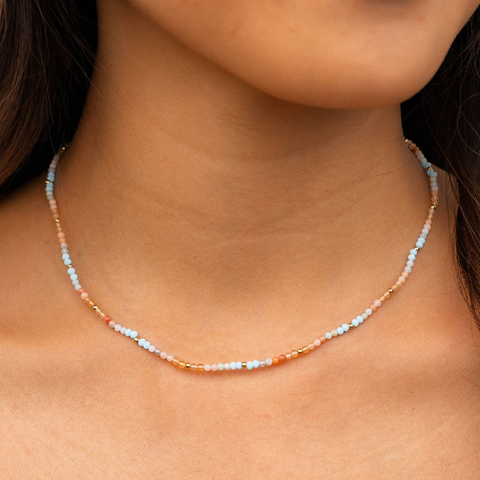 Joy 2mm Healing Necklace, worn on neck