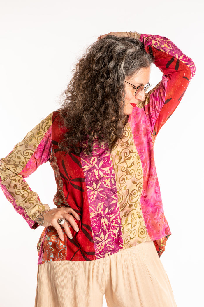 Joya Batik Panel Top in Vermillion