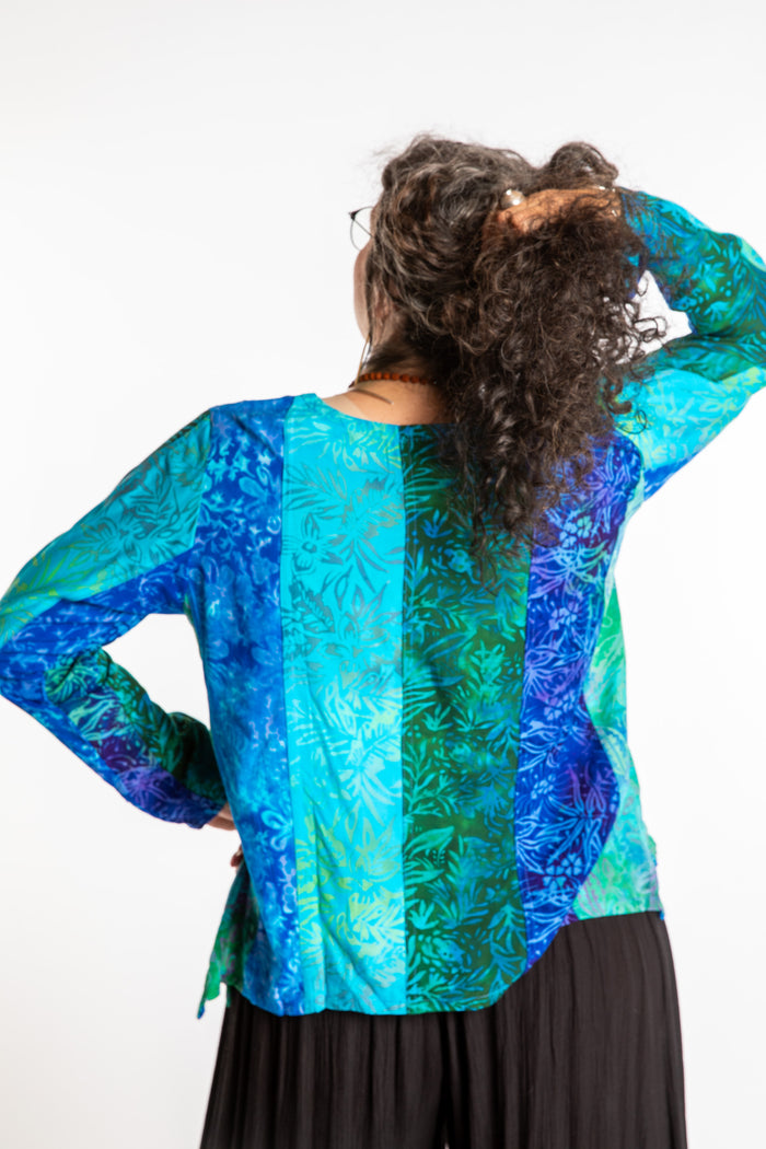 Joya Batik Panel Top in Bright Teal