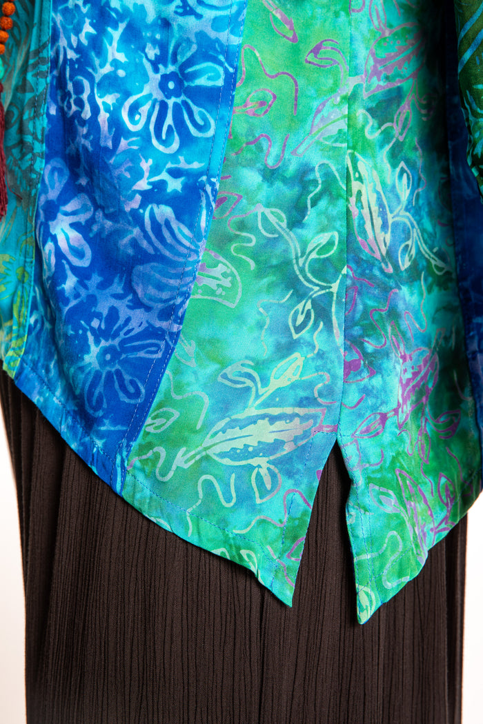Joya Batik Panel Top in Bright Teal