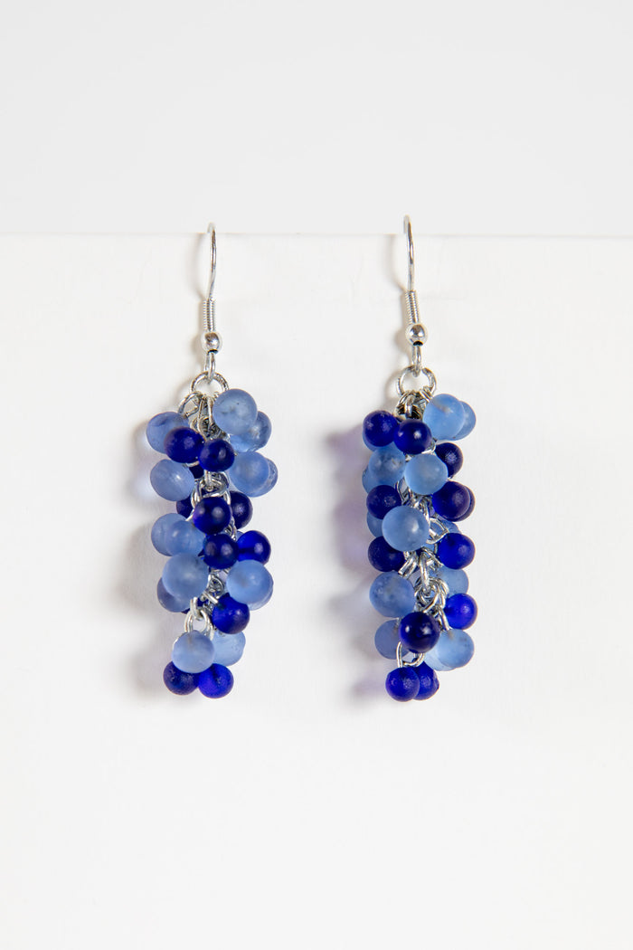 Kashi Frosted Glass Earrings in Blue