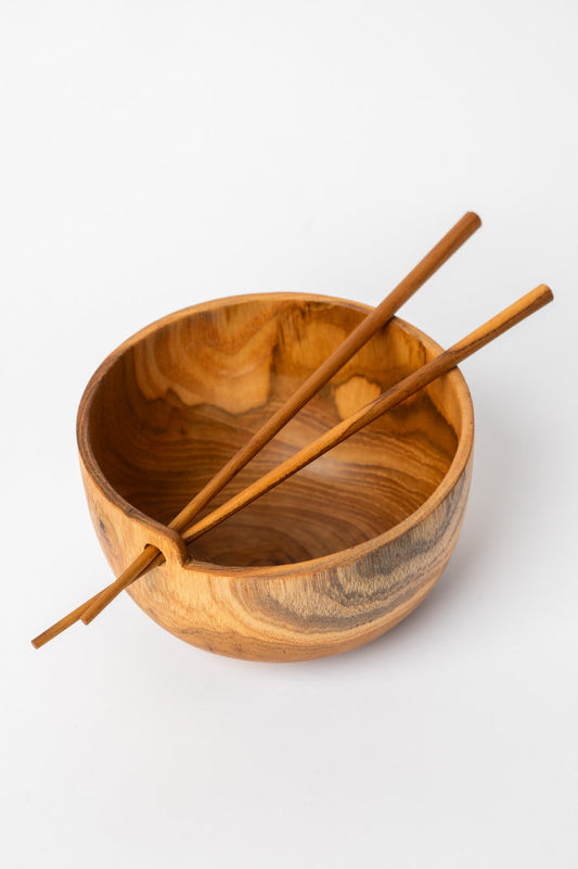 Kayu Teak Noodle Bowl w/ Chopsticks
