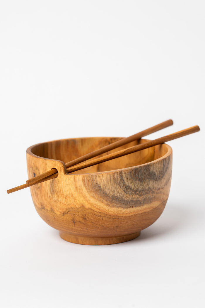 Kayu Teak Noodle Bowl w/ Chopsticks