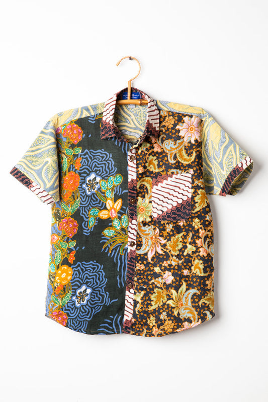Kids one of a kind patchwork button up shirt