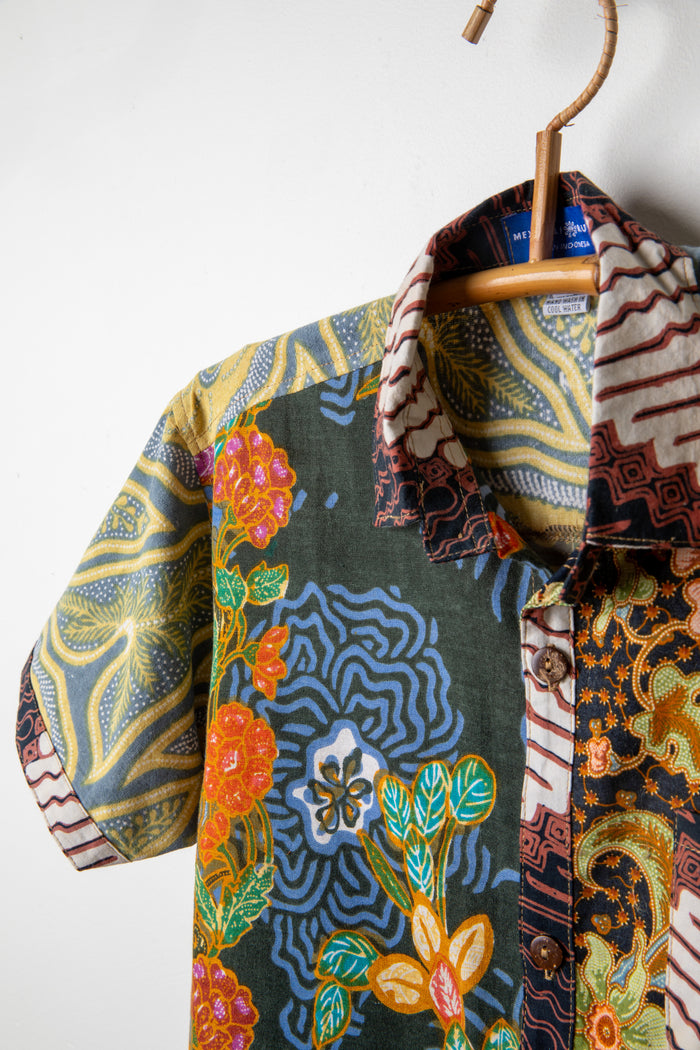 Kids one of a kind patchwork button up shirt