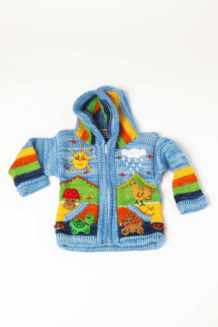 Kids nature scene sweater in blue