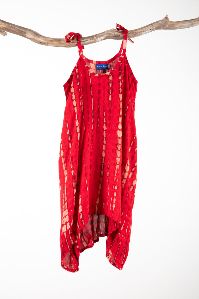 Kids Shibori Tie Dye Dress in Red