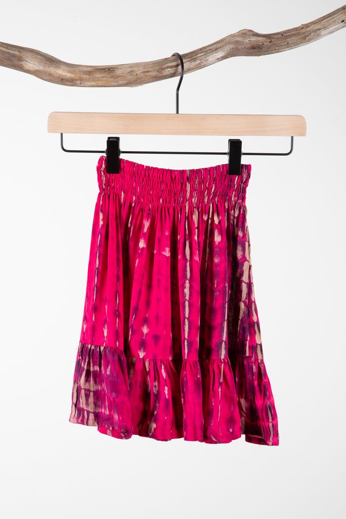 Kids tie dye skirt in pink