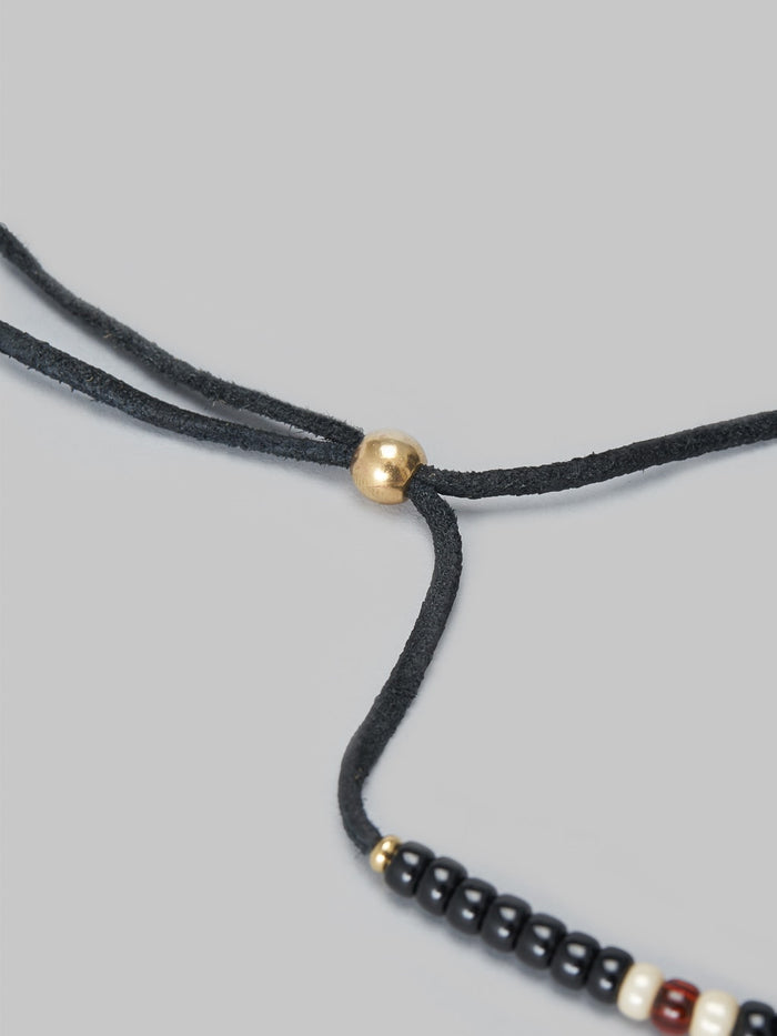 Kobashi Studio 5mm Traditional Beads Bracelet Black Orange deerskin cord