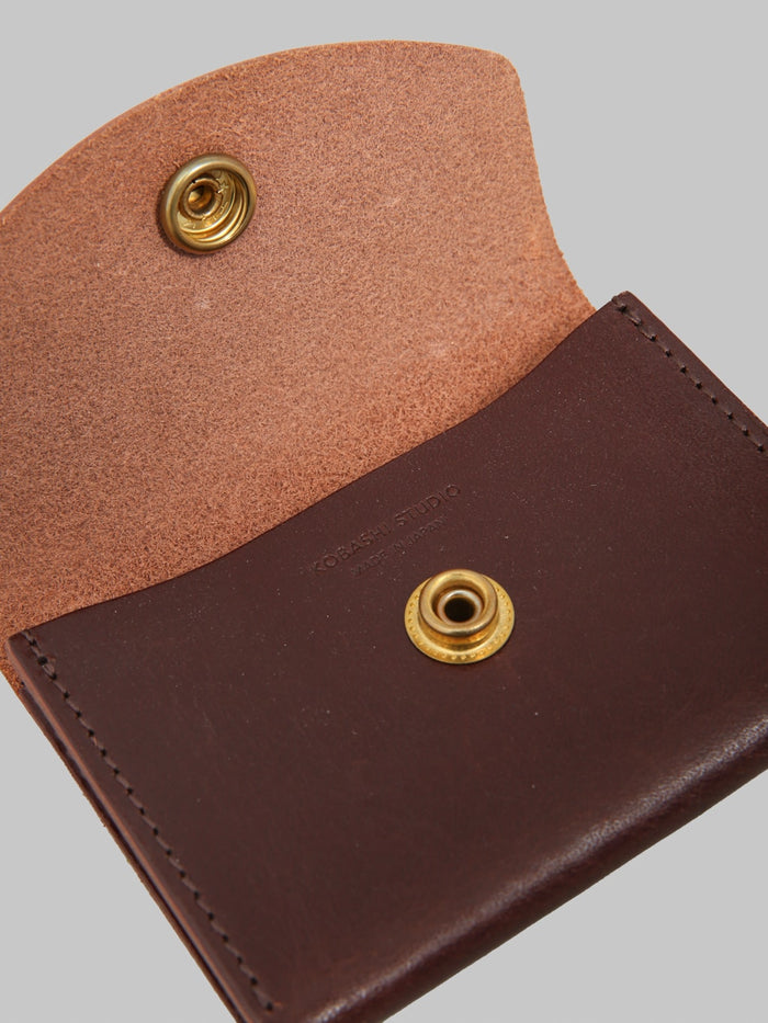 Kobashi Studio Leather Card Case Brown button brass
