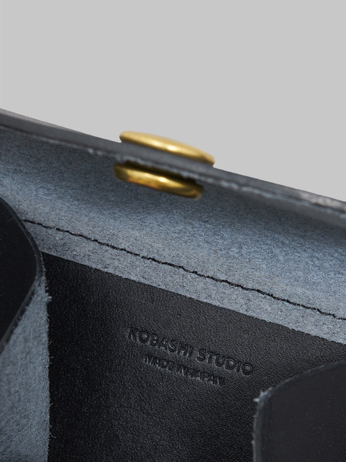Kobashi Studio premium Leather Fold Wallet Black texture interior